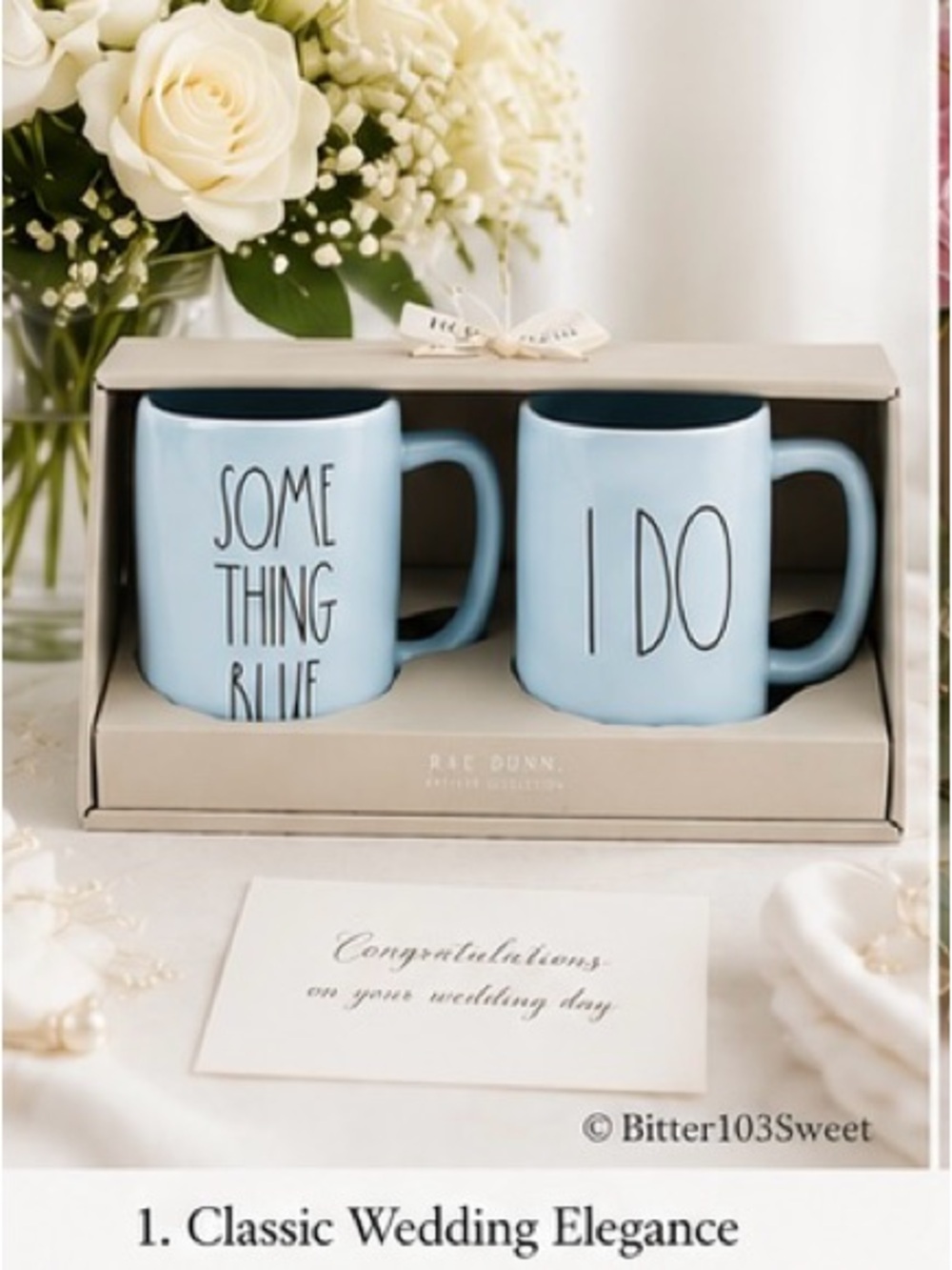 Rae Dunn Something Blue & I Do Wedding Mug Set